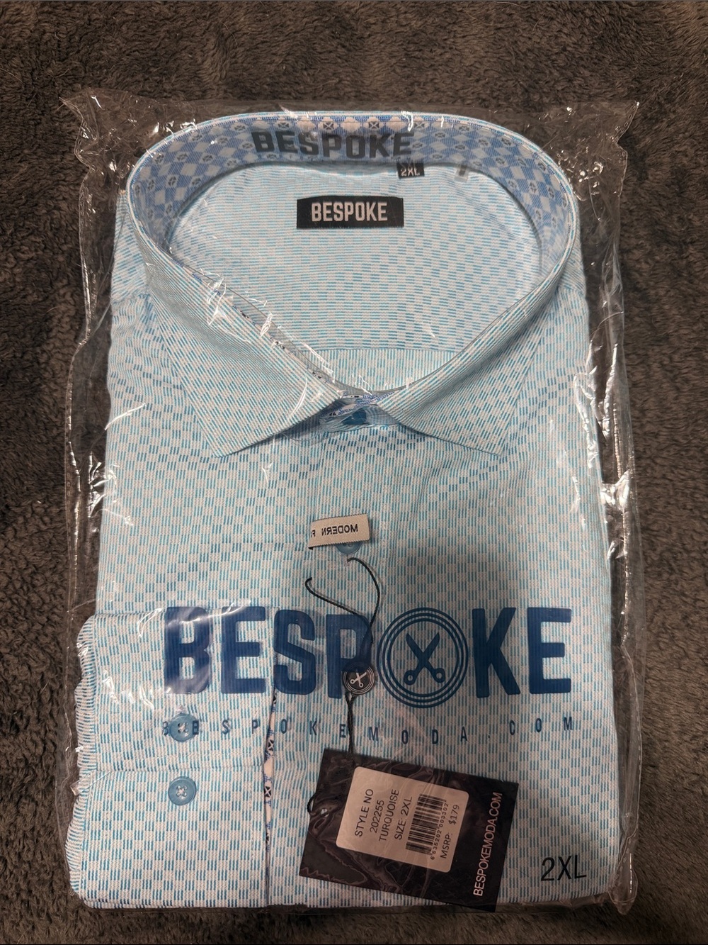 Bespoke Sky Blue Textured Men's Dress Shirt